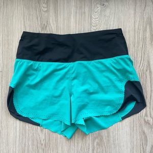 Unique Lululemon shorts! Teal & black